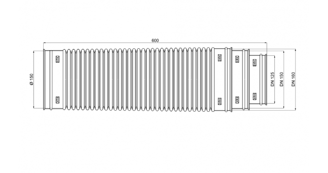 Эластичная соединительная труба для вентиляционных выходов WIRPLAST RUROFLEX U61 125-150-160
